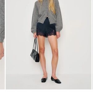 Reformation Fern Satin Short in Navy